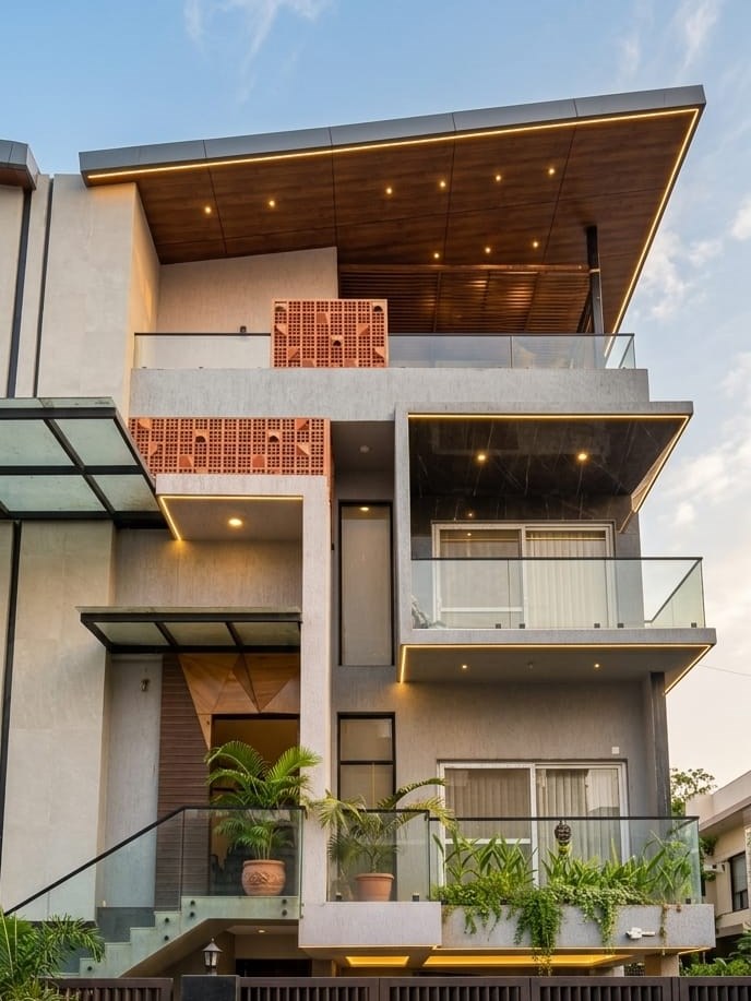 Bungalow Facade Lighting Design by Architects in Pune