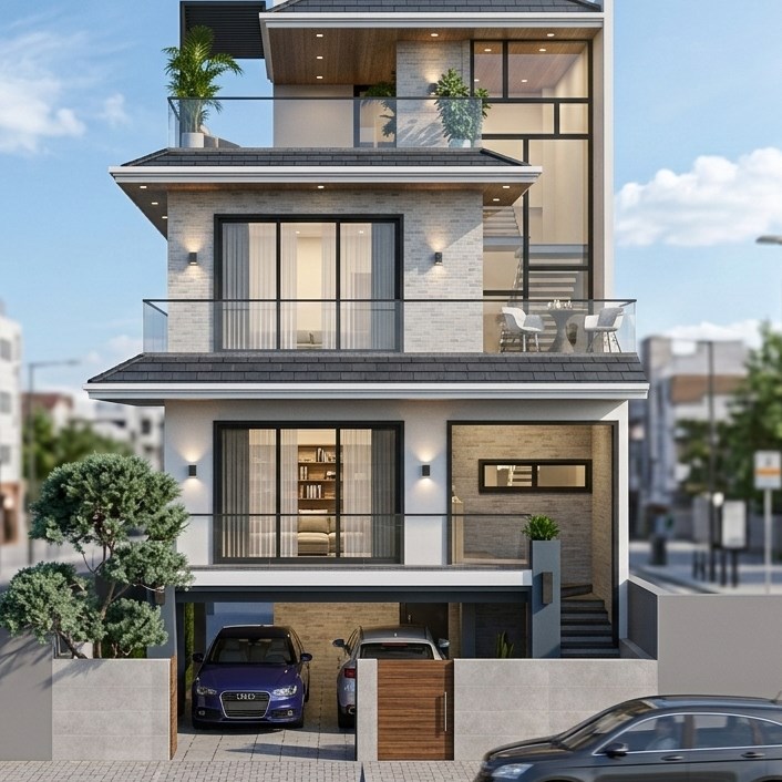 Modern Bungalow Elevation Design in Hinjewadi Phase 1 Pune